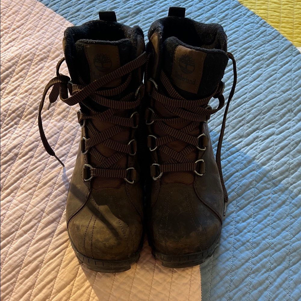 Men’s Timberland Dark Brown Waterproof Boots — Size 10 - Picture 4 of 9